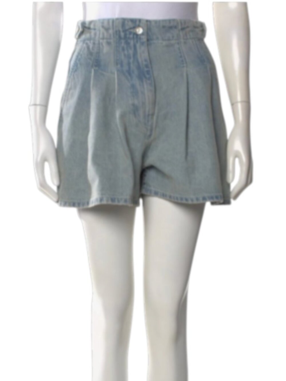 Merlette Kay Denim Jean Shorts Womens 30 Light Blue High Rise Pleated Waist